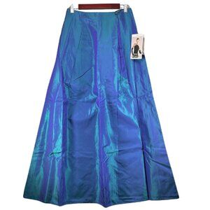 Vintage 90s Jessica McClintock Gunne Sax Iridescent Blue Green Long Maxi Skirt